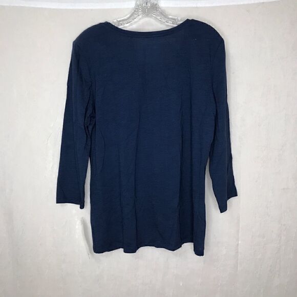 NWT Rebecca Malone Women's 3/4 Sleeve Decorative Pocket Top Blue Silver Large - Picture 3 of 10